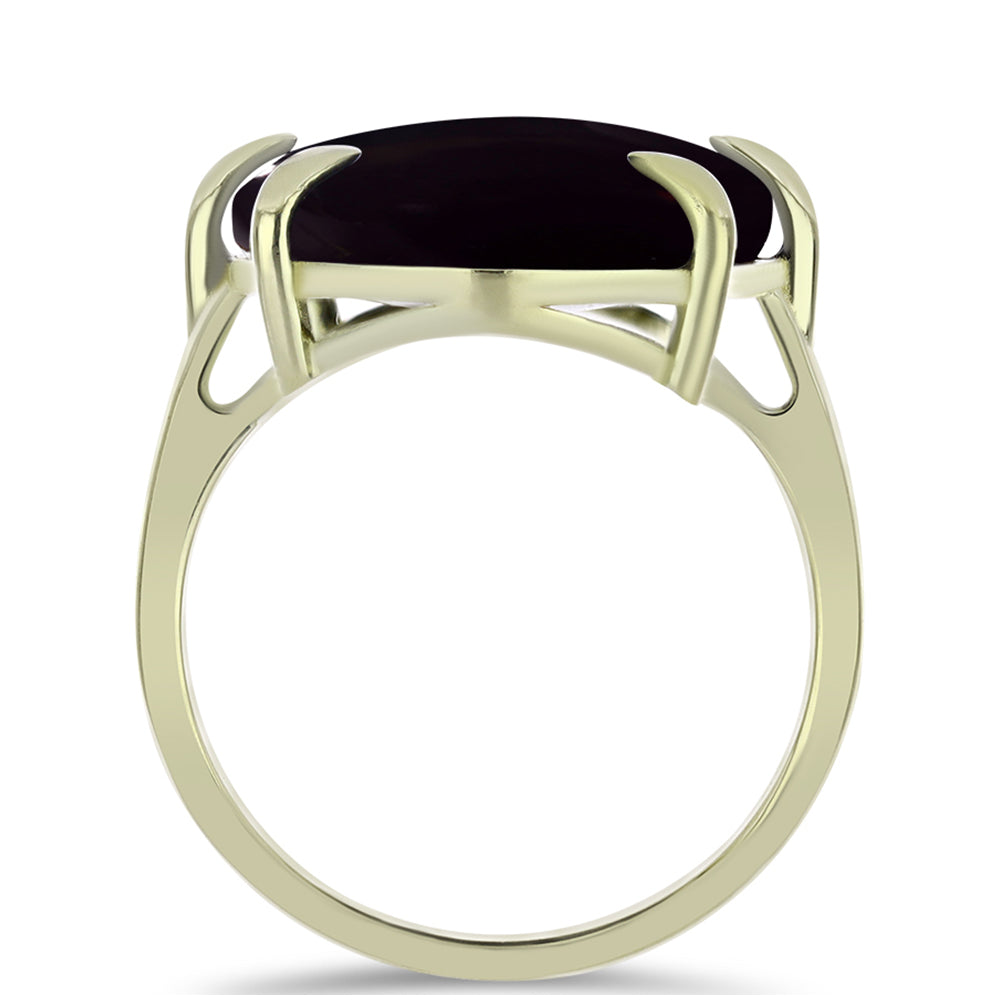 Pozlacené Stříbro 925/1000 - Prsten s Černým Suwarským Onyxem - Karátové číslo: 16.74. přibližná hmotnost: 6.5 gramů 2 