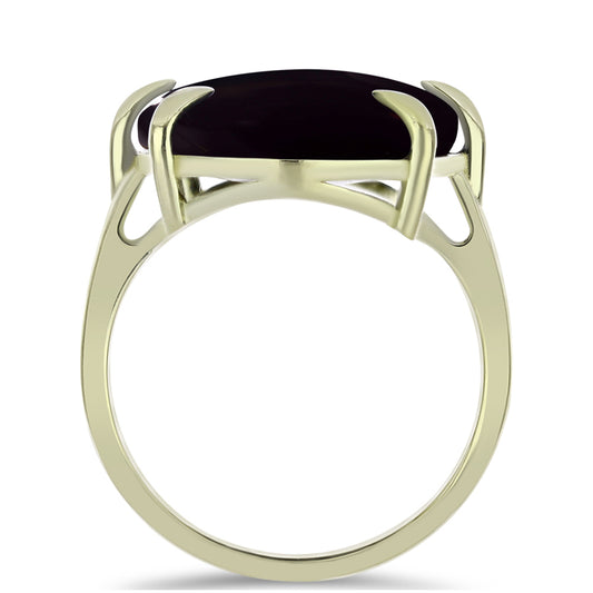 Pozlacené Stříbro 925/1000 - Prsten s Černým Suwarským Onyxem - Karátové číslo: 16.74. přibližná hmotnost: 6.5 gramů
