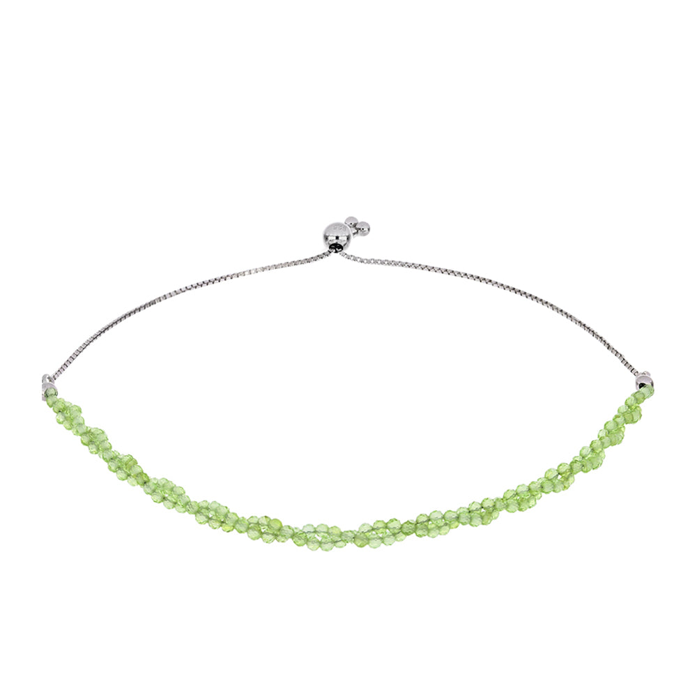 Stříbrný Náramek s Čchang-pajským Peridotem