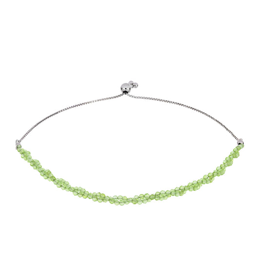 Stříbrný Náramek s Čchang-pajským Peridotem