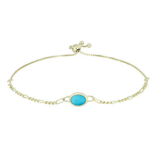 Pozlacený Stříbrný Náramek s Tyrkysem Sleeping Beauty