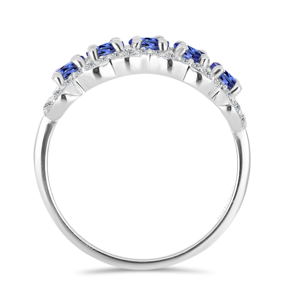 Stříbrný Prsten s Tanzanitem a Bílým Topazem 2 