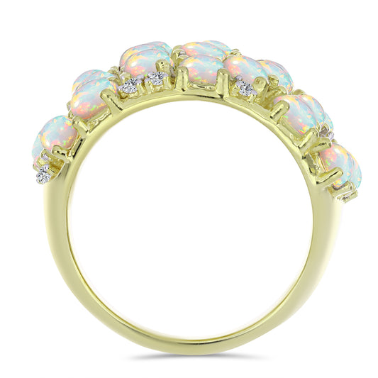 Pozlacený Stříbrný Prsten s Etiopským Opálem z Lega Dembi a Bílým Topazem