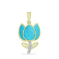 Pozlacené Stříbro 925/1000 - Přívěsek s Tyrkysem Sleeping Beauty a Bílým Topazem - Karátové číslo: 2.63. přibližná hmotnost: 3.33 gramů