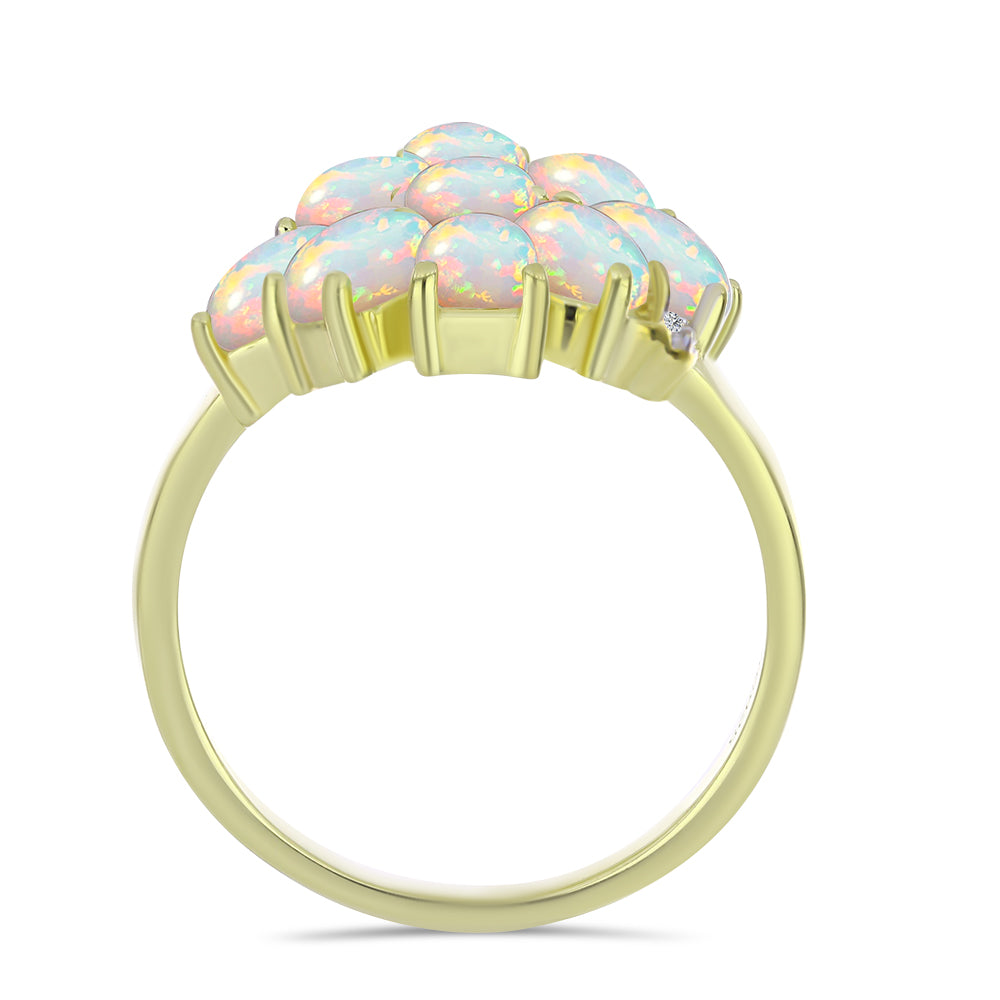 Pozlacený Stříbrný Prsten s Etiopským Opálem z Lega Dembi a Bílým Topazem 2 