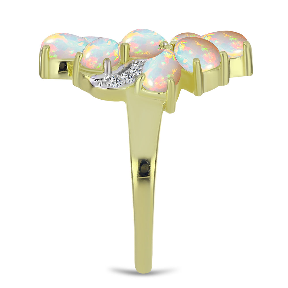 Pozlacený Stříbrný Prsten s Etiopským Opálem z Lega Dembi a Bílým Topazem 4 