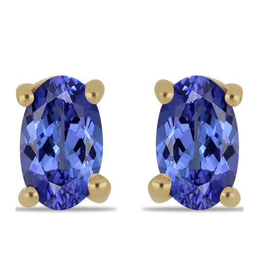Pozlacené Stříbrné Náušnice s Tanzanitem