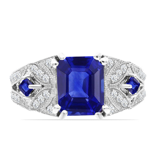 925 / 1000 Sterlingové Stříbro Prsten s Australským Modrým Safírem a Bílým Topazem