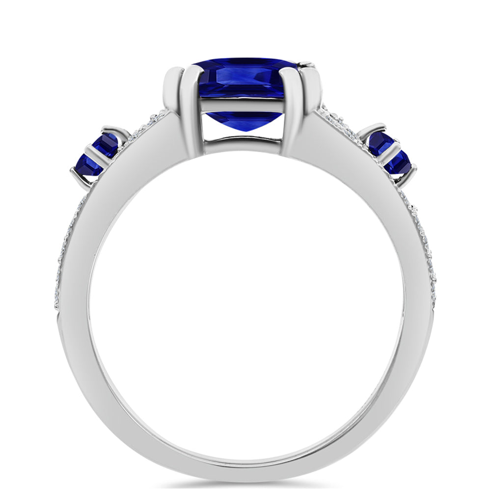 925 / 1000 Sterlingové Stříbro Prsten s Australským Modrým Safírem a Bílým Topazem