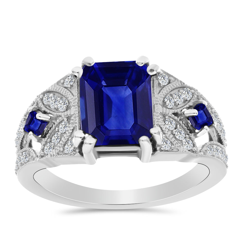 925 / 1000 Sterlingové Stříbro Prsten s Australským Modrým Safírem a Bílým Topazem