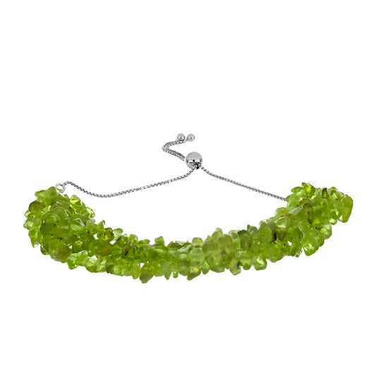 Stříbrný Náramek s Čchang-pajským Peridotem