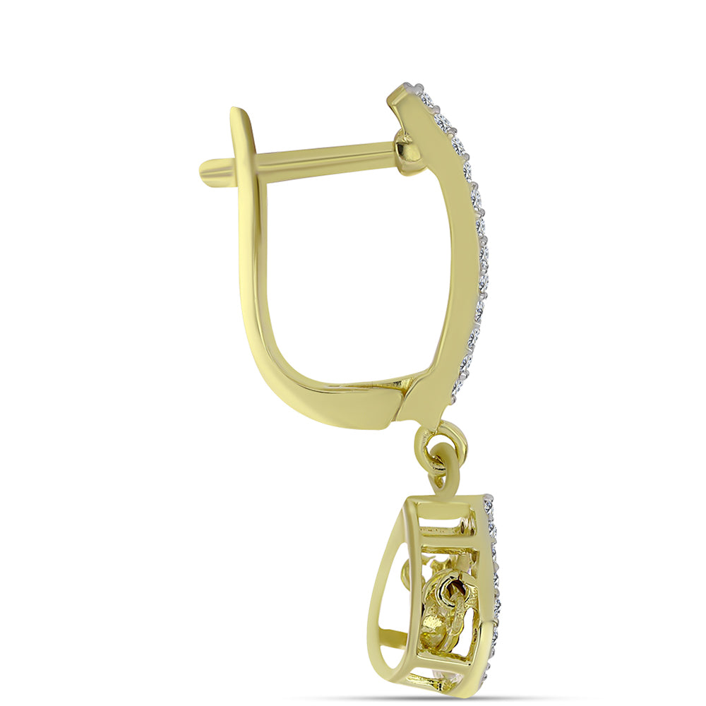 Pozlacené Stříbrné Náušnice s Modrým tančícím diamantem a Bílým Topazem 2 