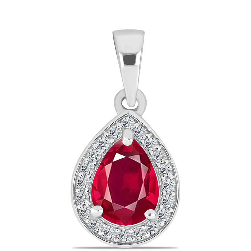 Stříbrný Přívěsek s Madagaskarským Rubínem a Bílým Topazem