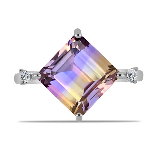 Stříbrný Prsten s Anahi Ametrínem a Bílým Topazem