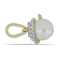 Pozlacený Stříbrný Přívěsek s Bílou Sladkovodní Perlou a Bílým Topazem