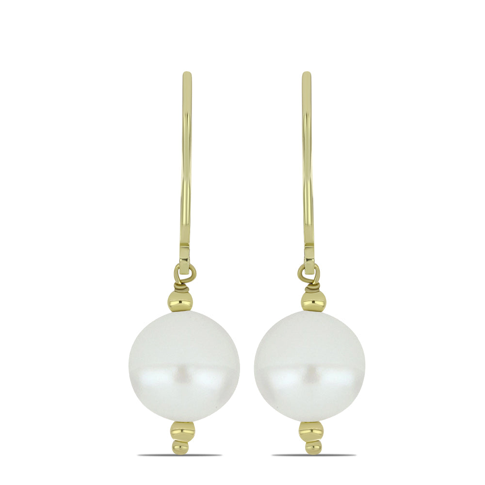 Pozlacené Stříbrné Náušnice s Bílou Sladkovodní Perlou