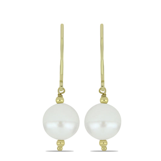 Pozlacené Stříbrné Náušnice s Bílou Sladkovodní Perlou