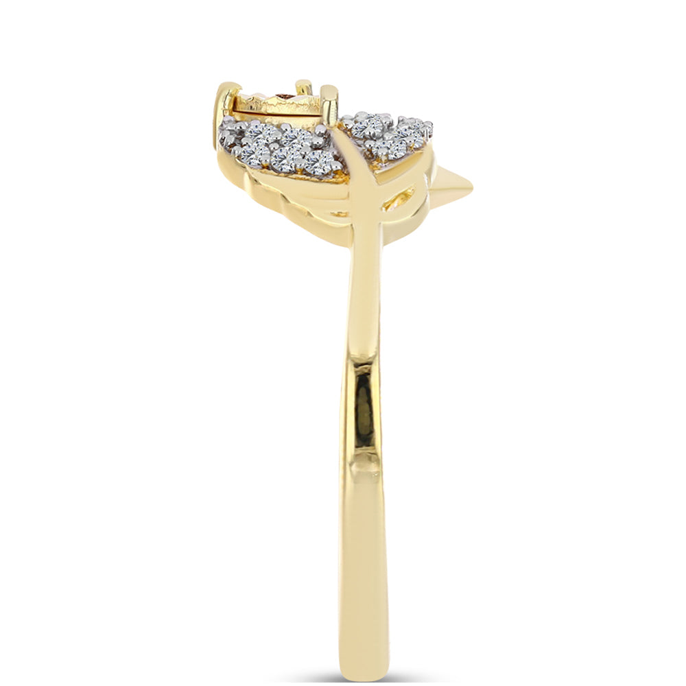 Pozlacený Stříbrný Prsten s Cognac Diamantem a Bílým Topazem 4 