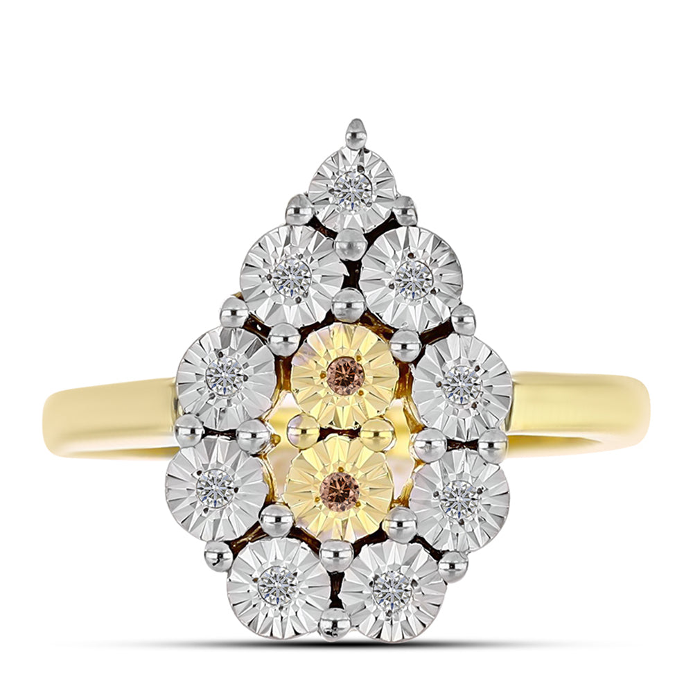 Pozlacený Stříbrný Prsten s Cognac Diamantem a Bílým Topazem 1 