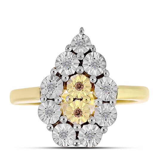 Pozlacený Stříbrný Prsten s Cognac Diamantem a Bílým Topazem