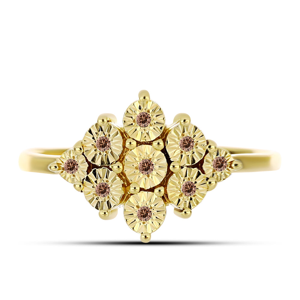 Pozlacený Stříbrný Prsten s Cognac Diamantem 1 