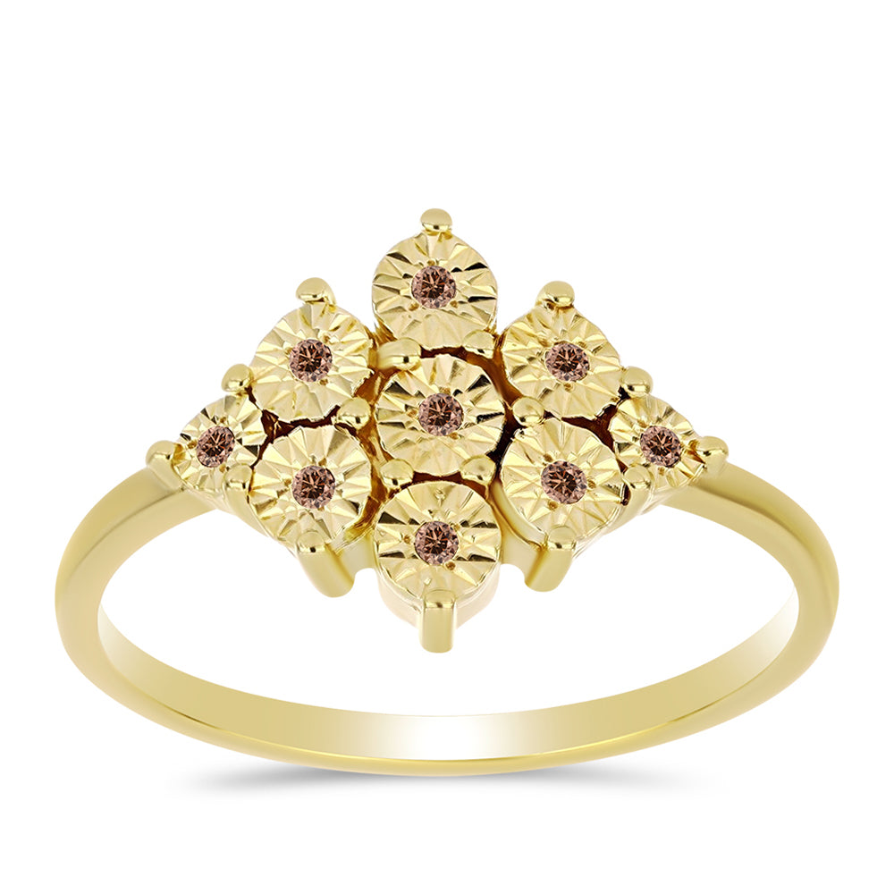 Pozlacený Stříbrný Prsten s Cognac Diamantem 3 