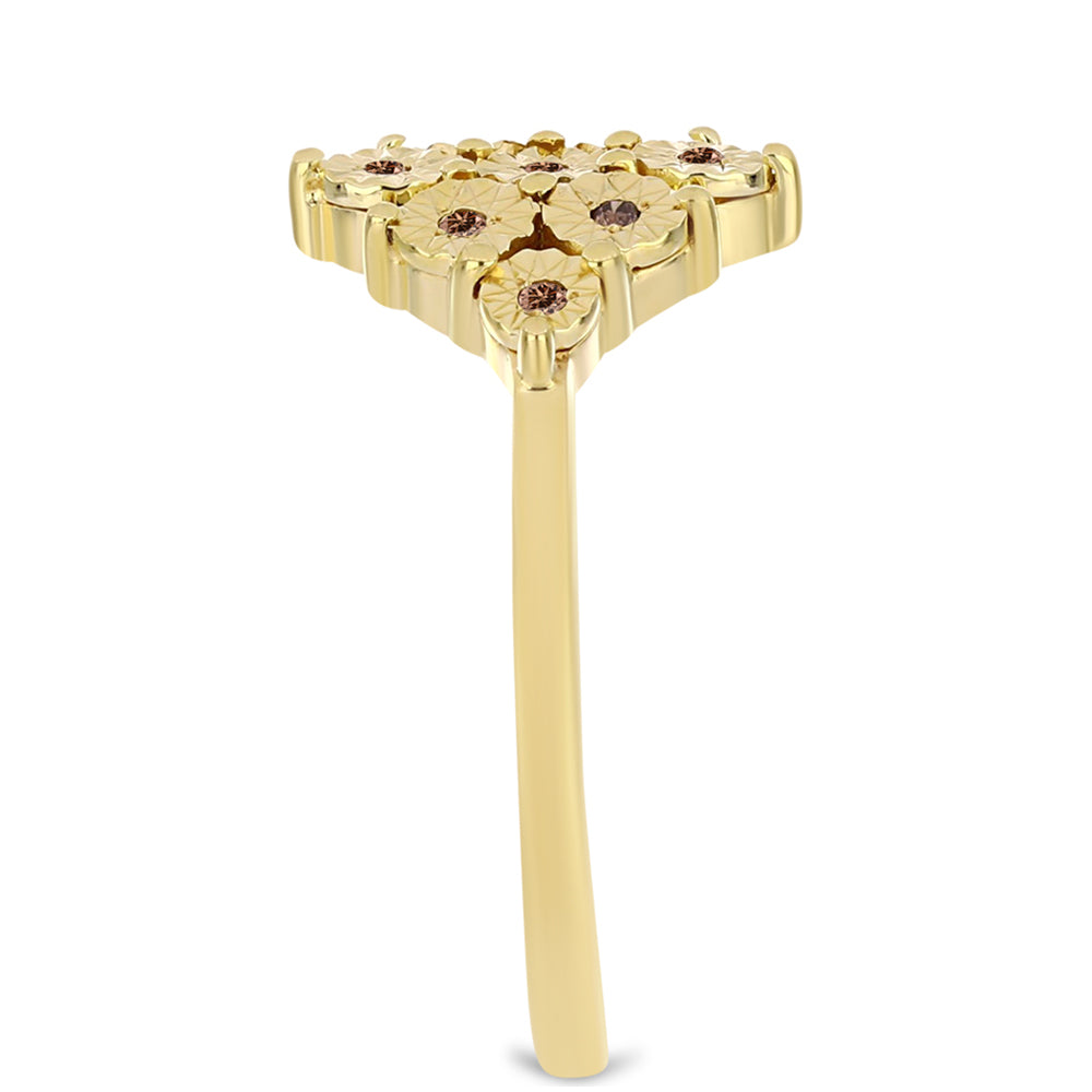 Pozlacený Stříbrný Prsten s Cognac Diamantem 4 