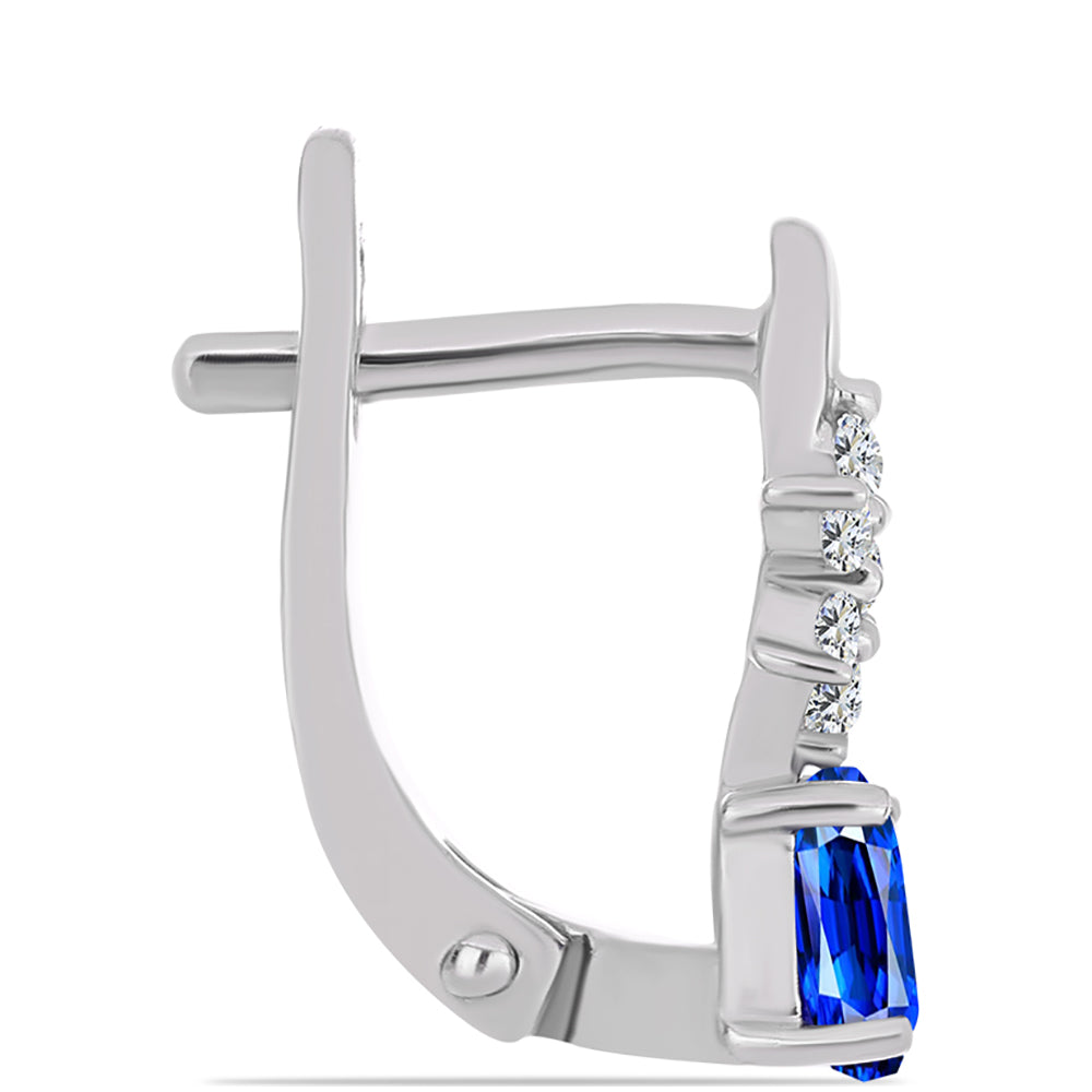 925 / 1000 Sterlingové Stříbro Náušnice s Australským Modrým Safírem a Bílým Topazem 2 