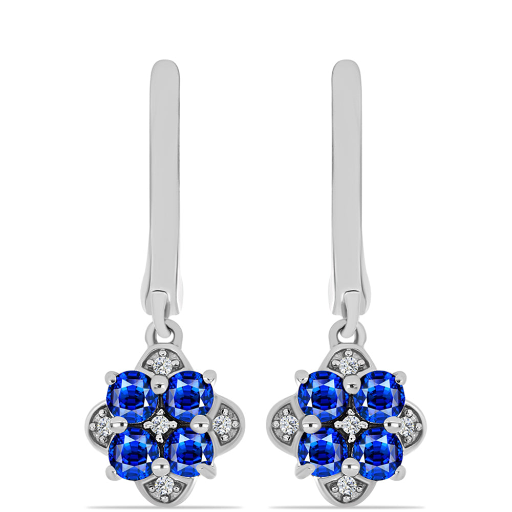 Stříbro 925/1000 Náušnice s Australským Modrým Safírem a Bílým Topazem - Karátové číslo: 1.29. přibližná hmotnost: 3.31 gramů 1 