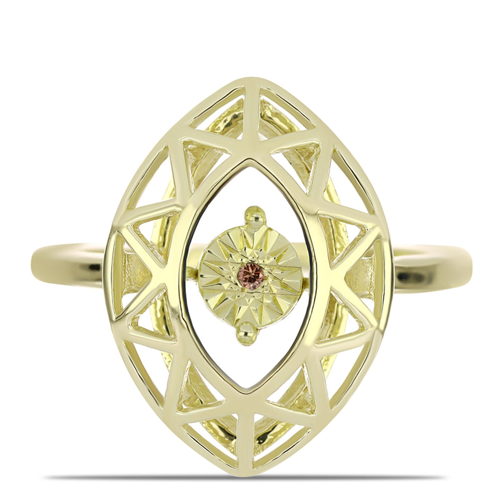 Pozlacený Stříbrný Prsten s Cognac Diamantem 1 