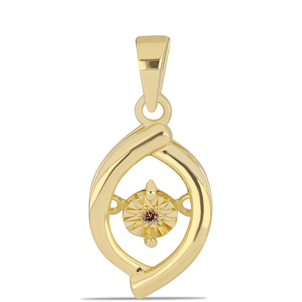 Pozlacený Stříbrný Přívěsek s Cognac Diamantem 1 