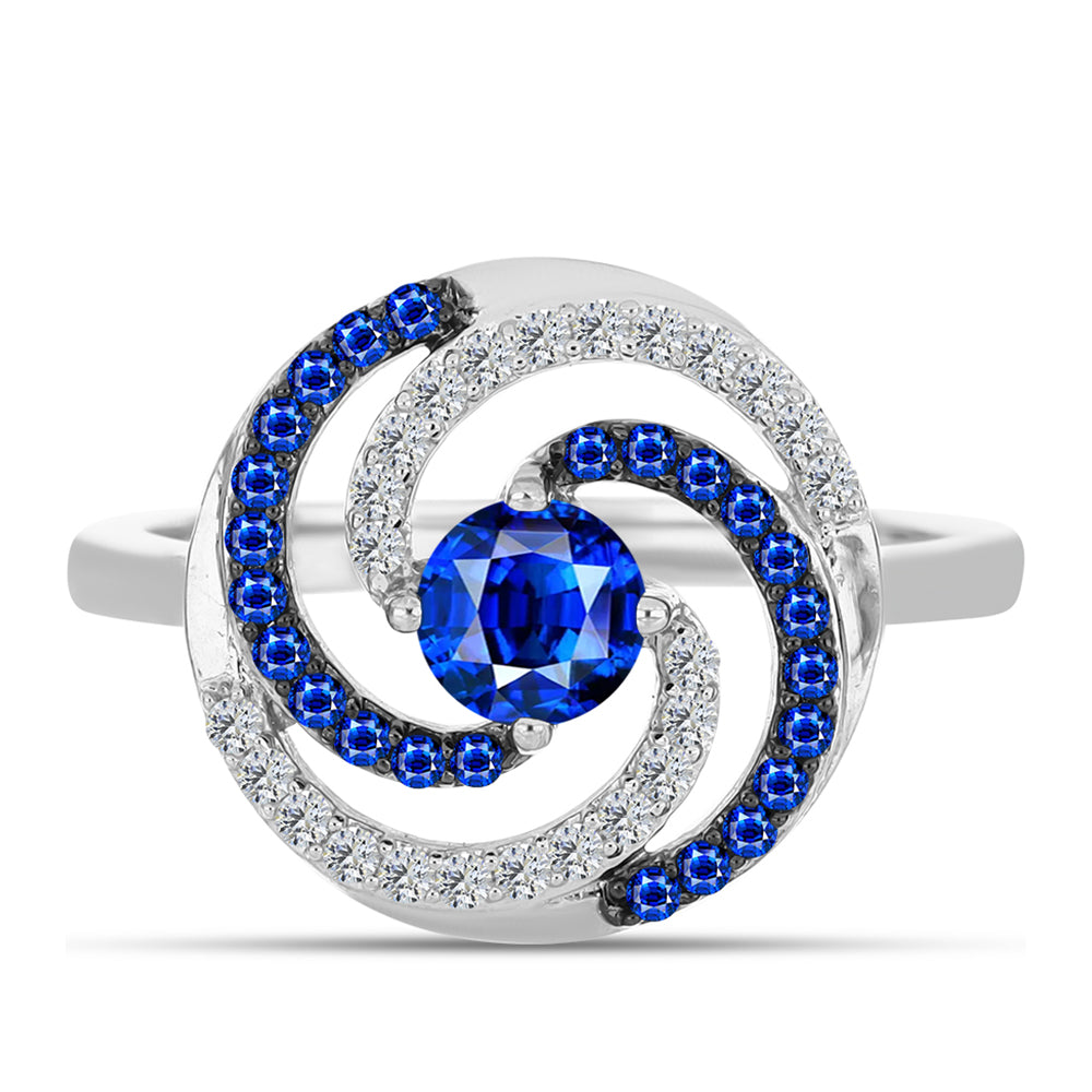 Stříbrný Prsten s Australským Modrým Safírem a Bílým Topazem 1 