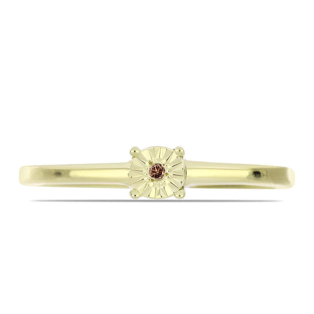 Pozlacený Stříbrný Prsten s Cognac Diamantem 1 