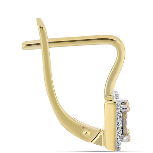 Pozlacené Stříbrné Náušnice s Cognac Diamantem a Bílým Topazem