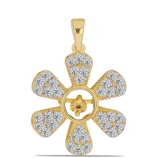 Pozlacený Stříbrný Přívěsek s Cognac Diamantem a Bílým Topazem