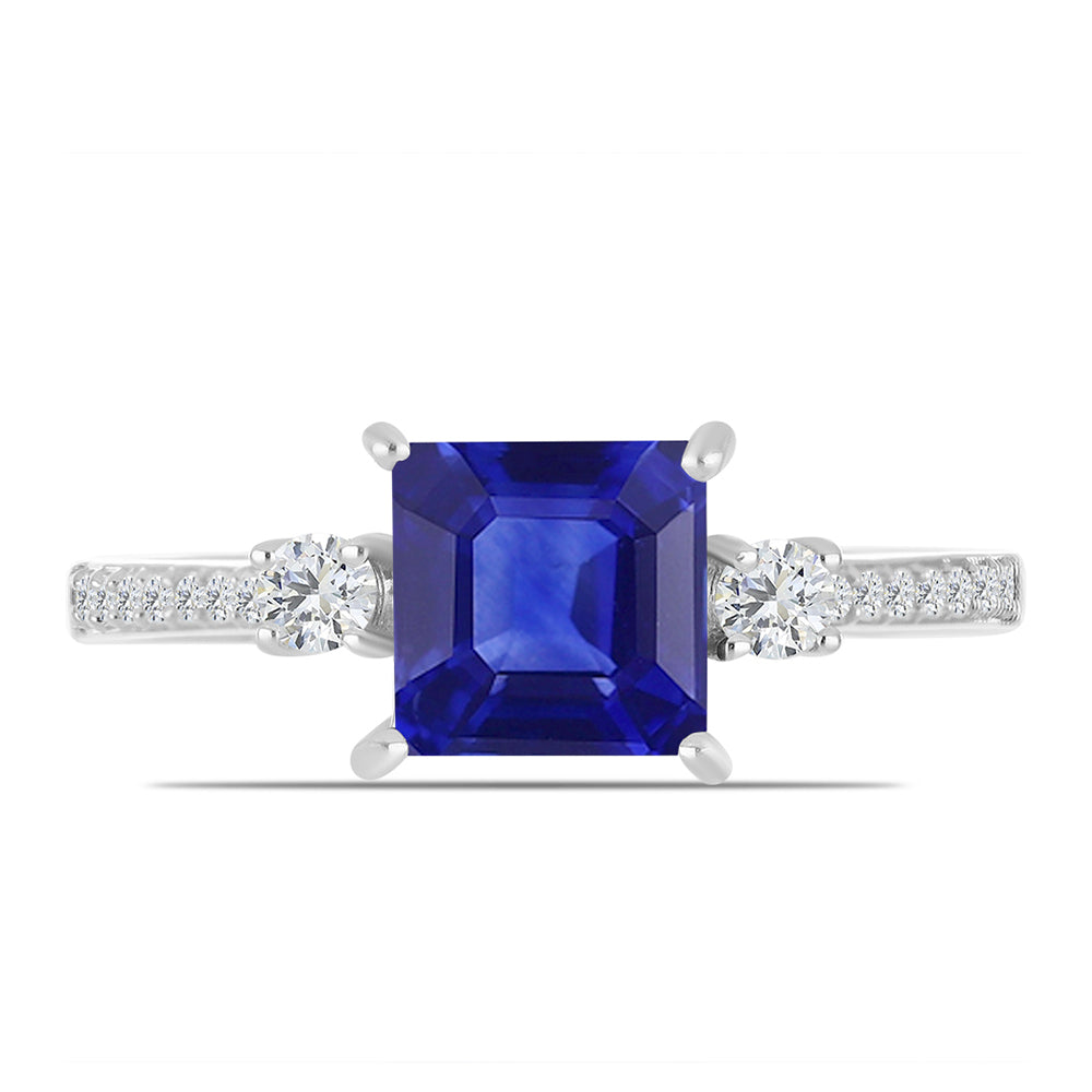 Stříbro 925/1000 - Prsten s Australským Modrým Safírem a Bílým Topazem - Karátové číslo: 2.69. přibližná hmotnost: 2.71 gramů 1 