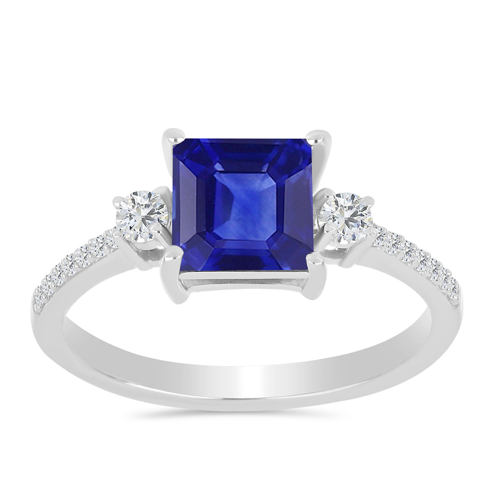 Stříbro 925/1000 - Prsten s Australským Modrým Safírem a Bílým Topazem - Karátové číslo: 2.69. přibližná hmotnost: 2.71 gramů