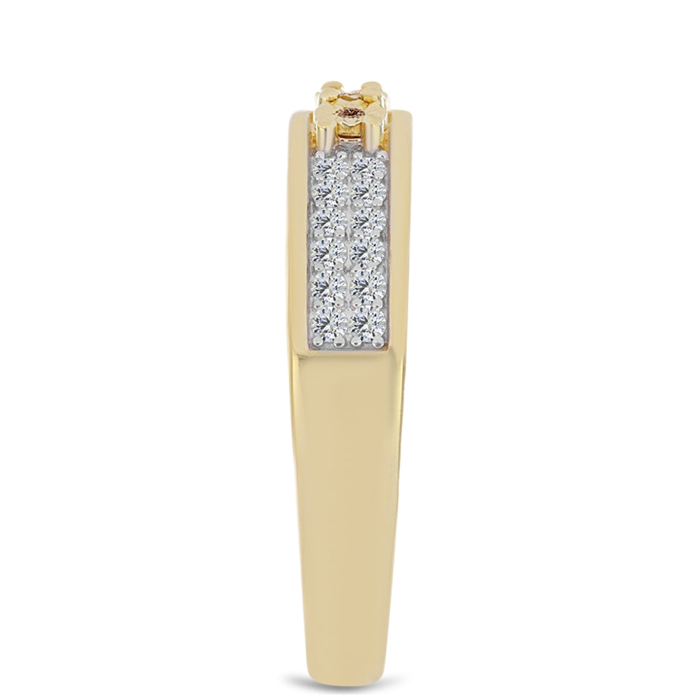 Pozlacený 925 / 1000 Sterlingové Stříbro Prsten s Cognac Diamantem a Bílým Topazem