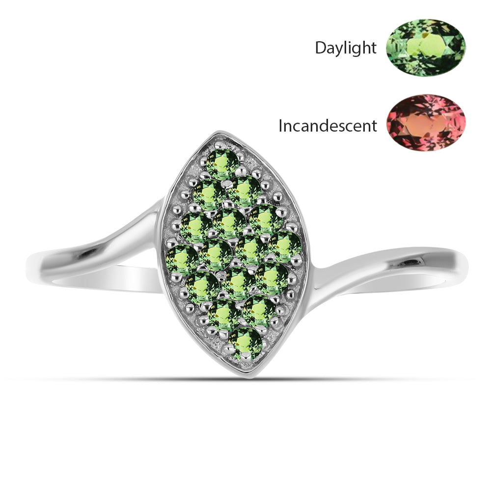 Stříbro 925/1000 - Prsten s Přírodním Alexandritem - Karátové číslo: 0.31. přibližná hmotnost: 1.19 gramů 1 