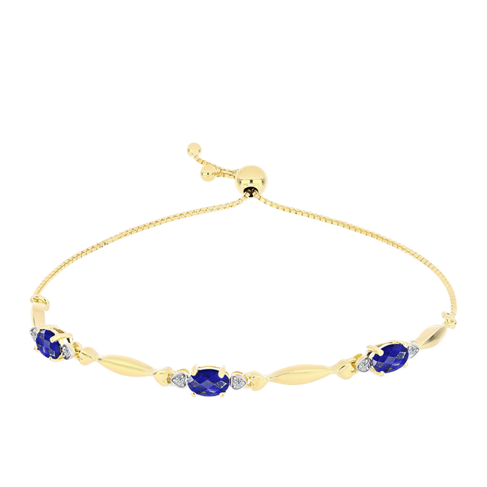 Pozlacené stříbro 925/1000 Náramek s Lapisem Lazuli a Bílým Topazem - Karátové číslo: 1.43. přibližná hmotnost: 4.67 gramů 1 