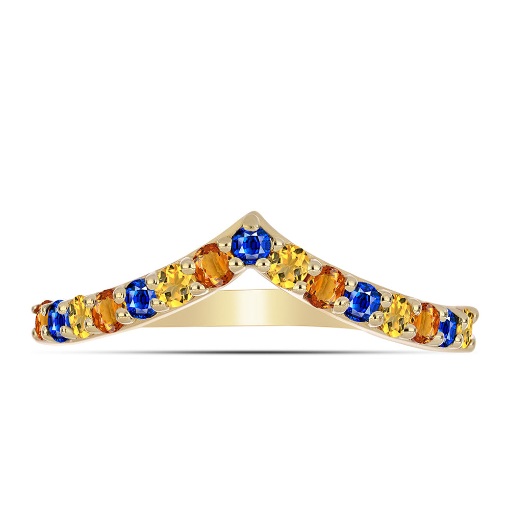 Pozlacené Stříbro 925/1000 - Prsten s Duhovým Safírem - Karátové číslo: 0.76. přibližná hmotnost: 2.1 gramů 2 