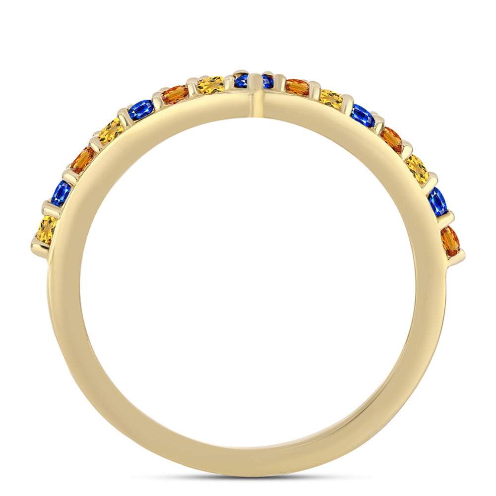 Pozlacené Stříbro 925/1000 - Prsten s Duhovým Safírem - Karátové číslo: 0.76. přibližná hmotnost: 2.1 gramů 3 