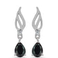 Stříbro 925/1000 Náušnice s Obsidiánem a Bílým Topazem - Karátové číslo: 1.14. přibližná hmotnost: 3.08 gramů