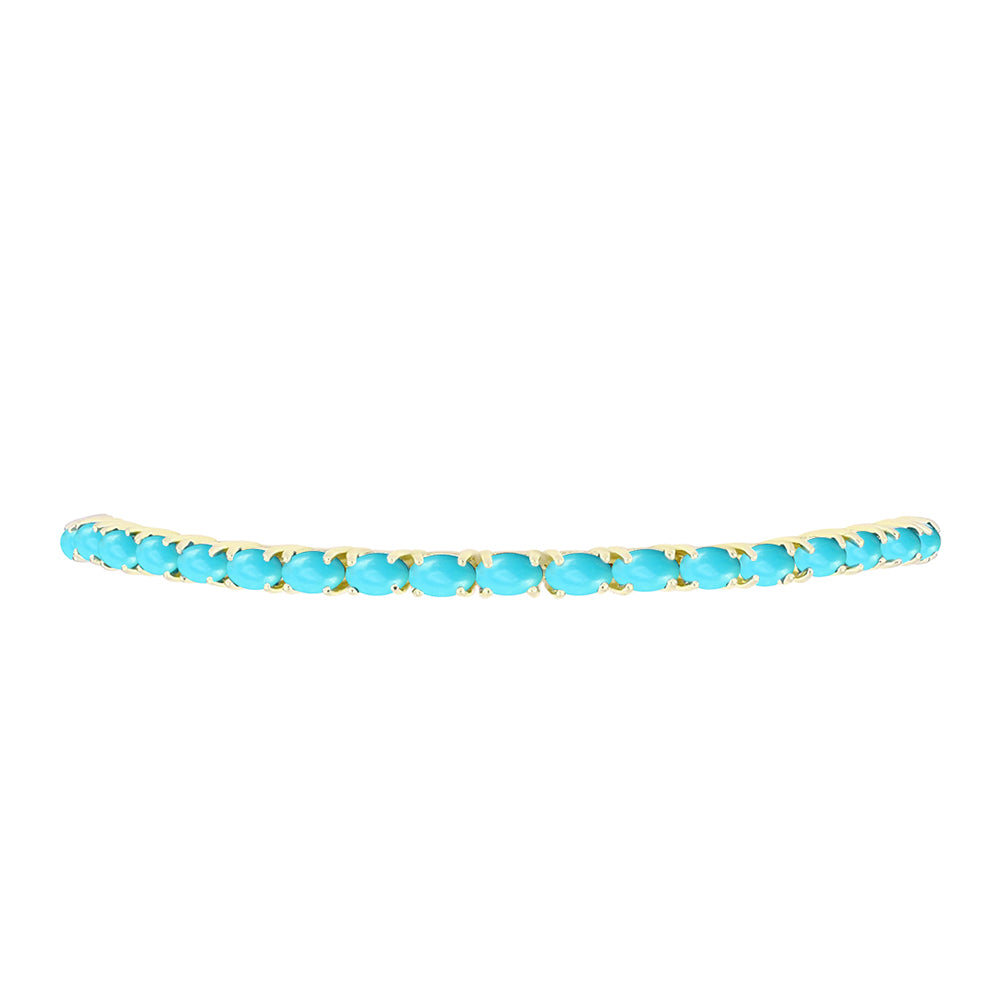 Pozlacené stříbro 925/1000 Náramek s Tyrkysem Sleeping Beauty - Karátové číslo: 3.87. přibližná hmotnost: 6.81 gramů