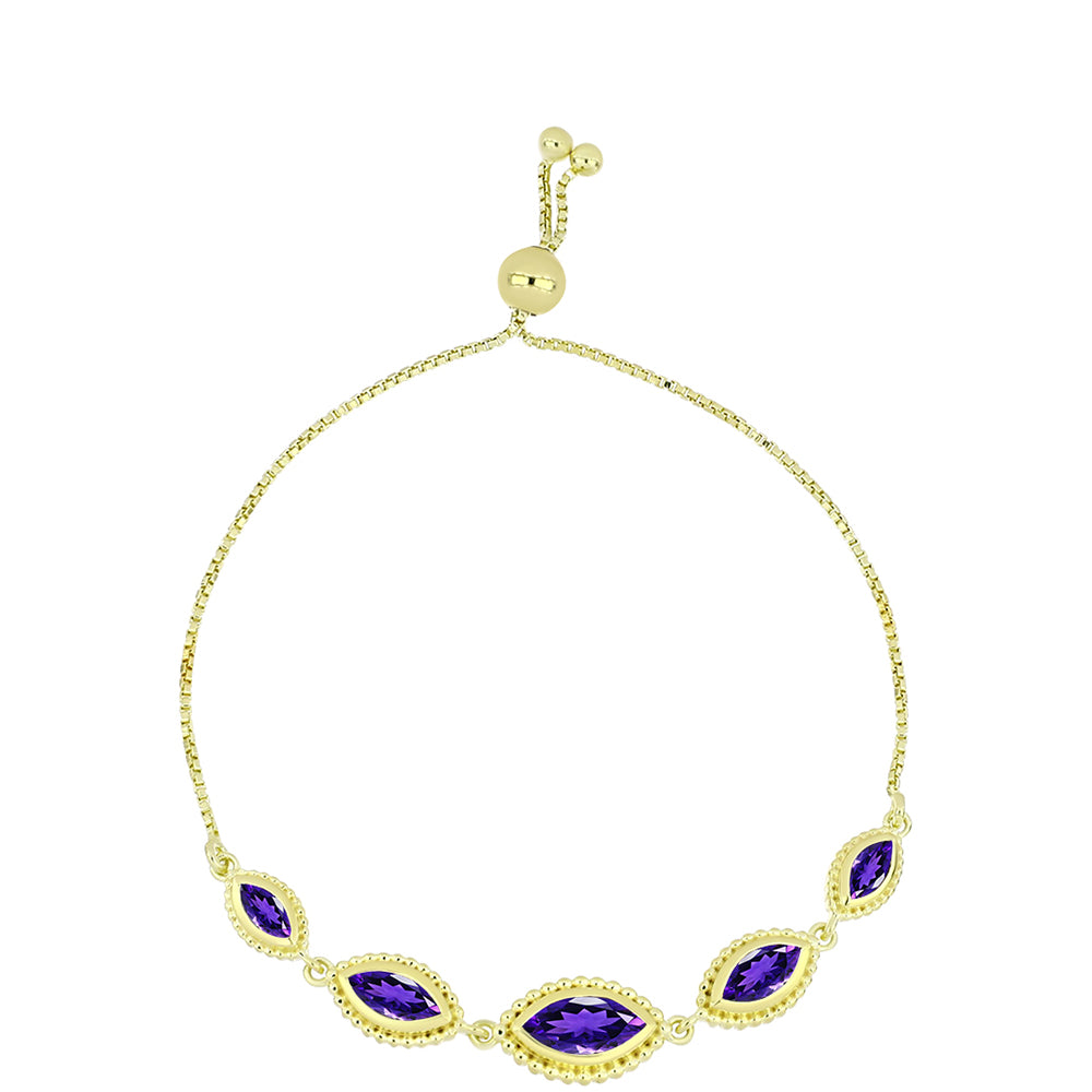 Pozlacené stříbro 925/1000 Náramek s Marockým Ametystem - Karátové číslo: 2.45. přibližná hmotnost: 6.34 gramů 1 