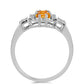 Stříbrný Prsten s Padparadscha Safírem a Bílým Topazem