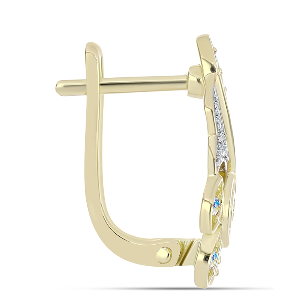 Pozlacené Stříbrné Náušnice s Ledovým Moissanitem a Bílým Topazem 2 