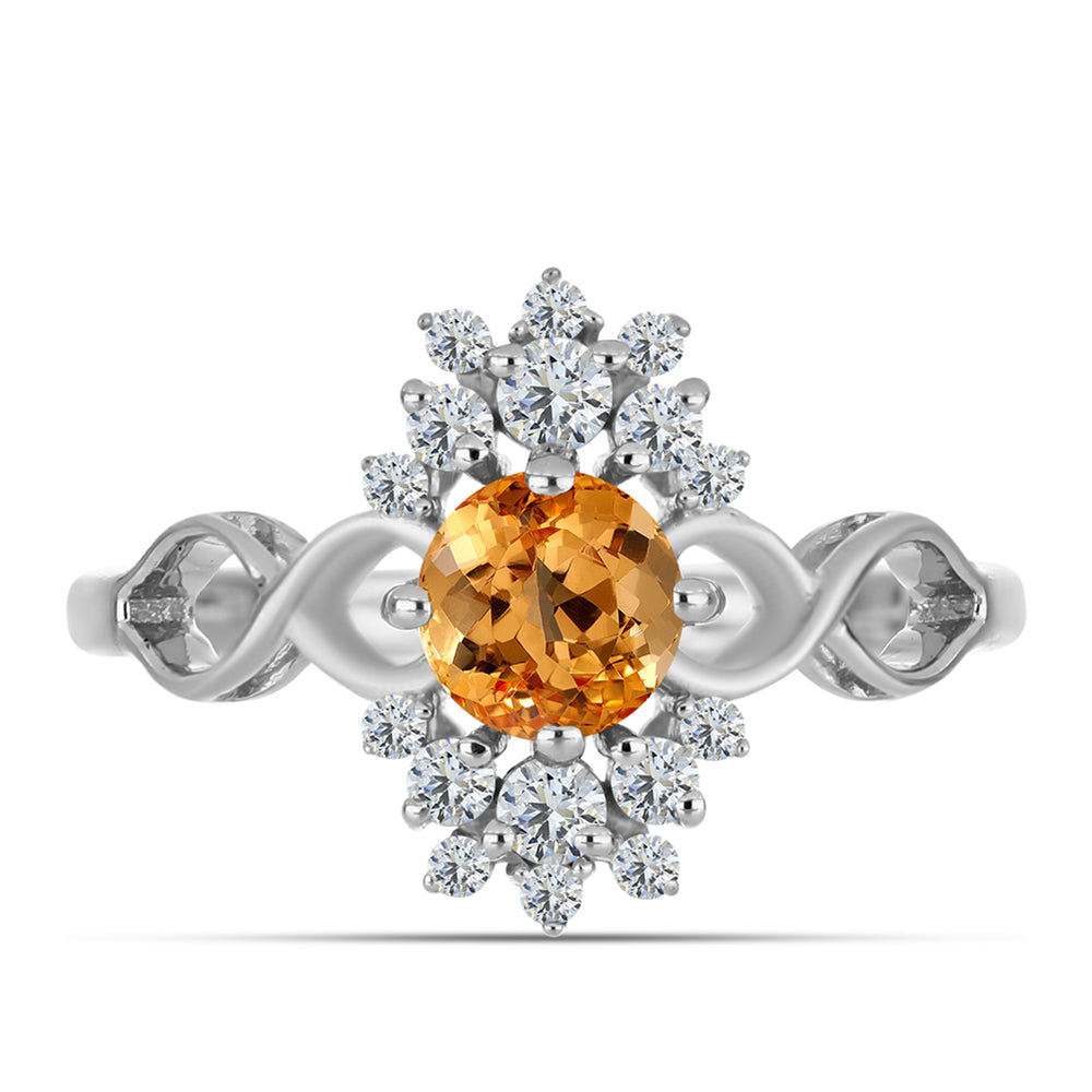 Stříbrný Prsten s "Císařským žlutým" topazem a Bílým Topazem