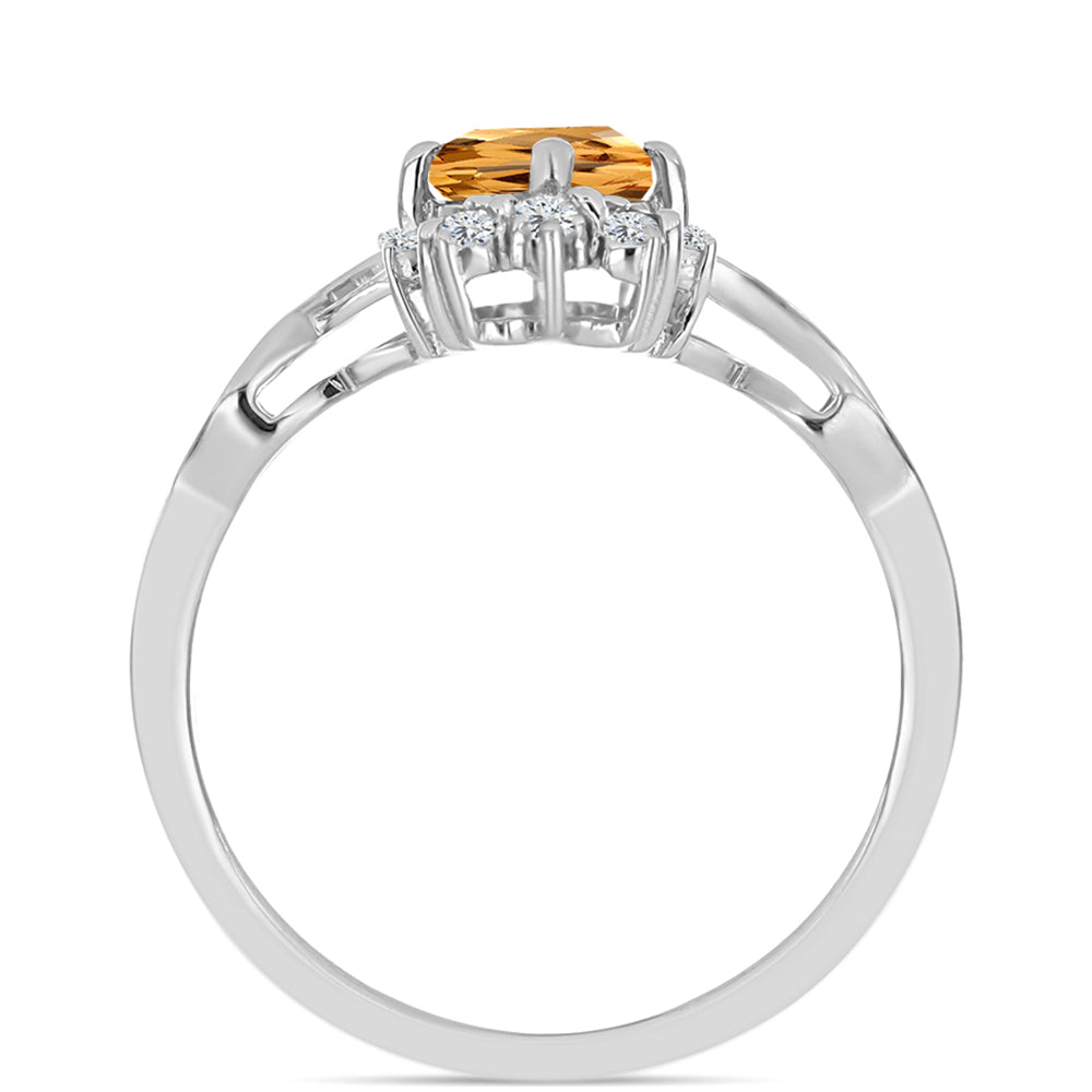 Stříbrný Prsten s "Císařským žlutým" topazem a Bílým Topazem 2 