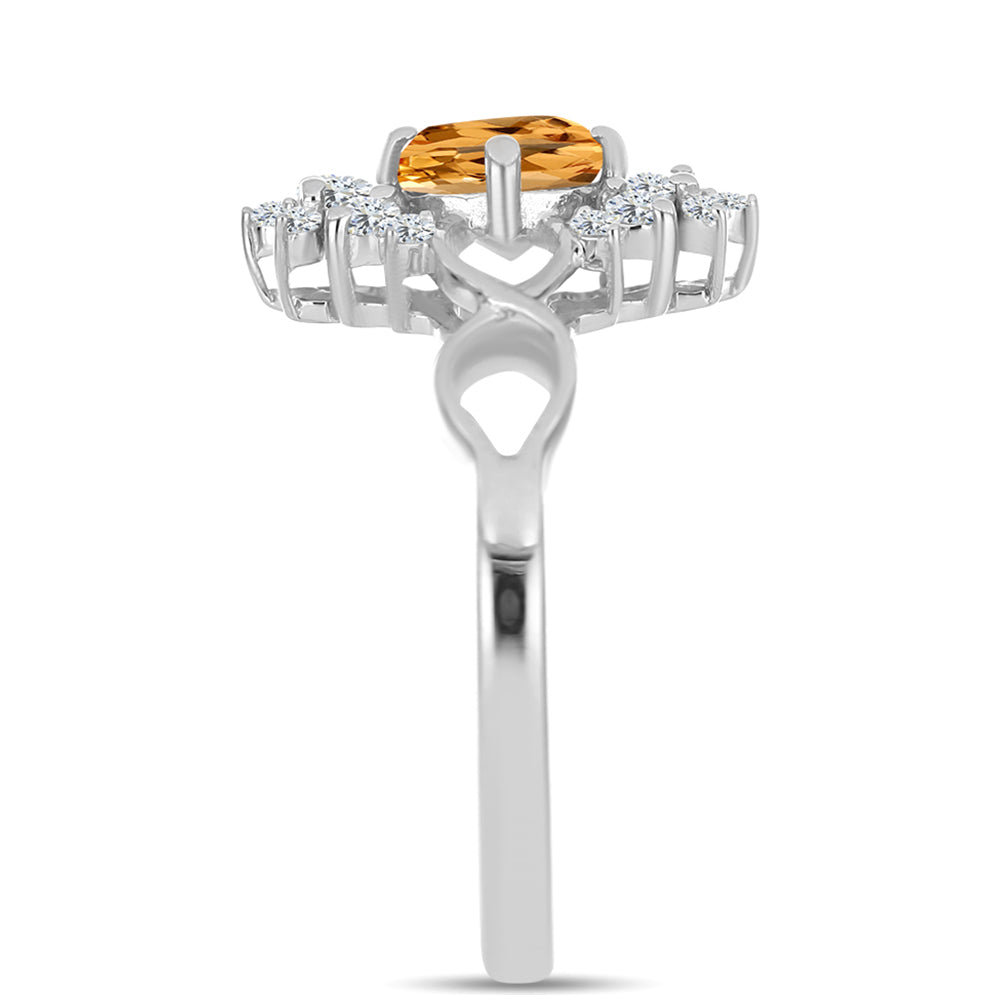 Stříbrný Prsten s "Císařským žlutým" topazem a Bílým Topazem 4 